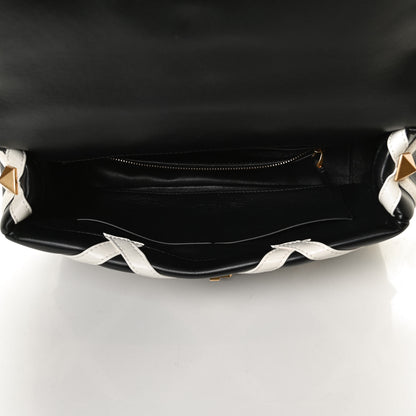 Valentino Garavani Nappa Large Roman Stud Shoulder Bag Black White 5 of 10