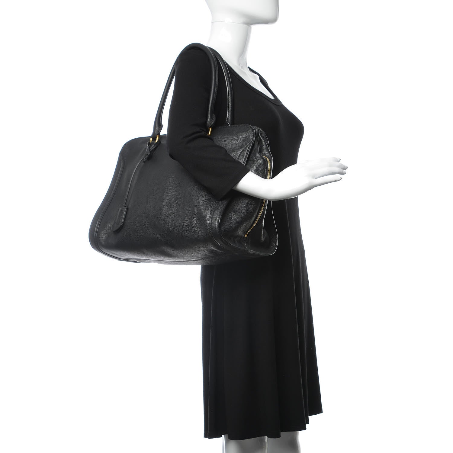 Alexander McQueen Pebbled Calfskin Large Skull Padlock Zip Around Tote Black 2 of 8