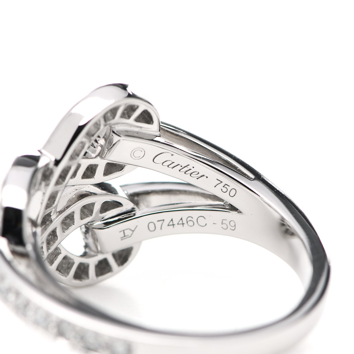 18K White Gold Diamond Agrafe Ring 59 8.75