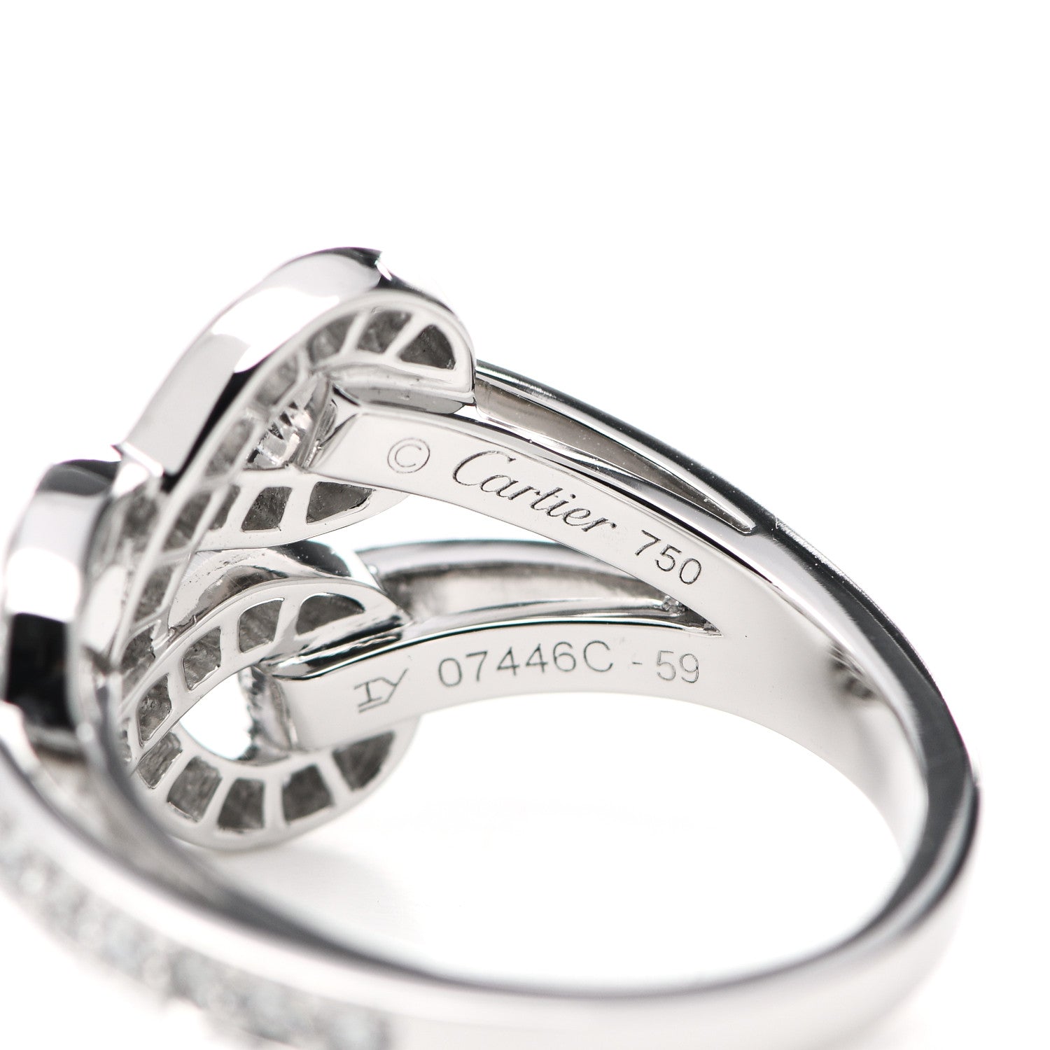 Cartier 18K White Gold Diamond Agrafe Ring 59 8.75 5 of 5
