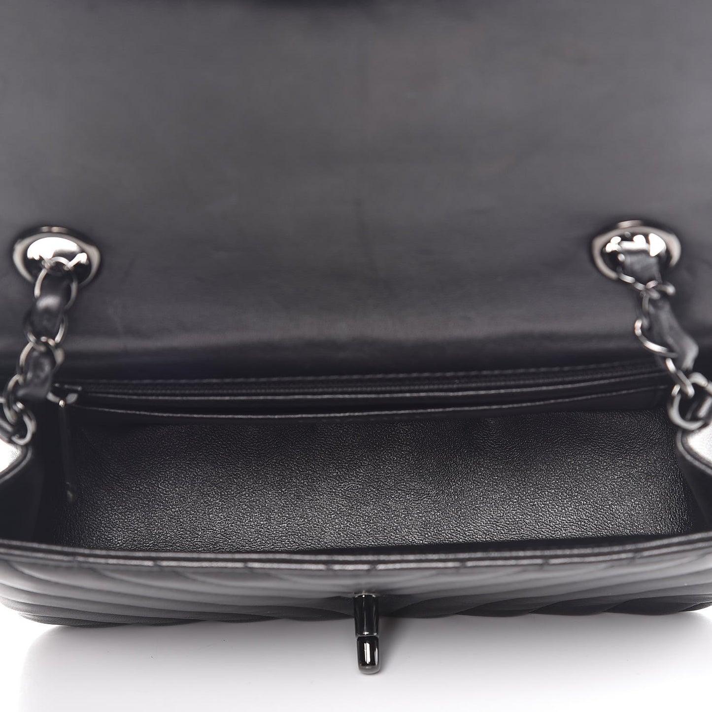 Lambskin Chevron Quilted Mini Rectangular Flap So Black