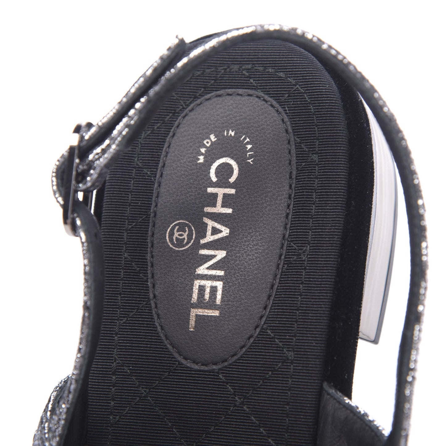 Metallized Goatskin Pearl CC Thong Sandals 40 Silver