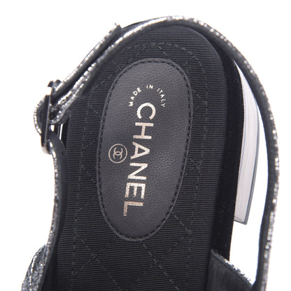 Chanel Metallized Goatskin Pearl CC Thong Sandals 40 Silver 6 of 7