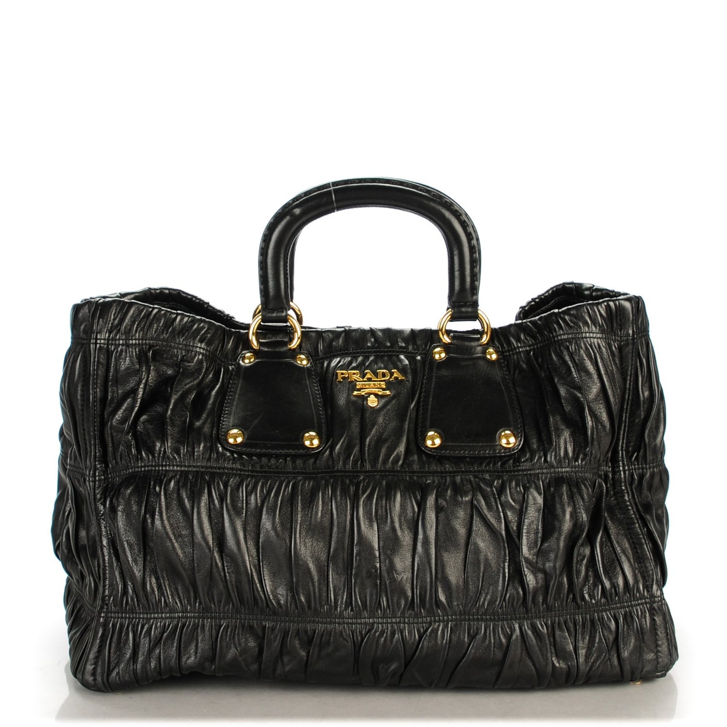 Nappa Gaufre Top Handle Tote Black