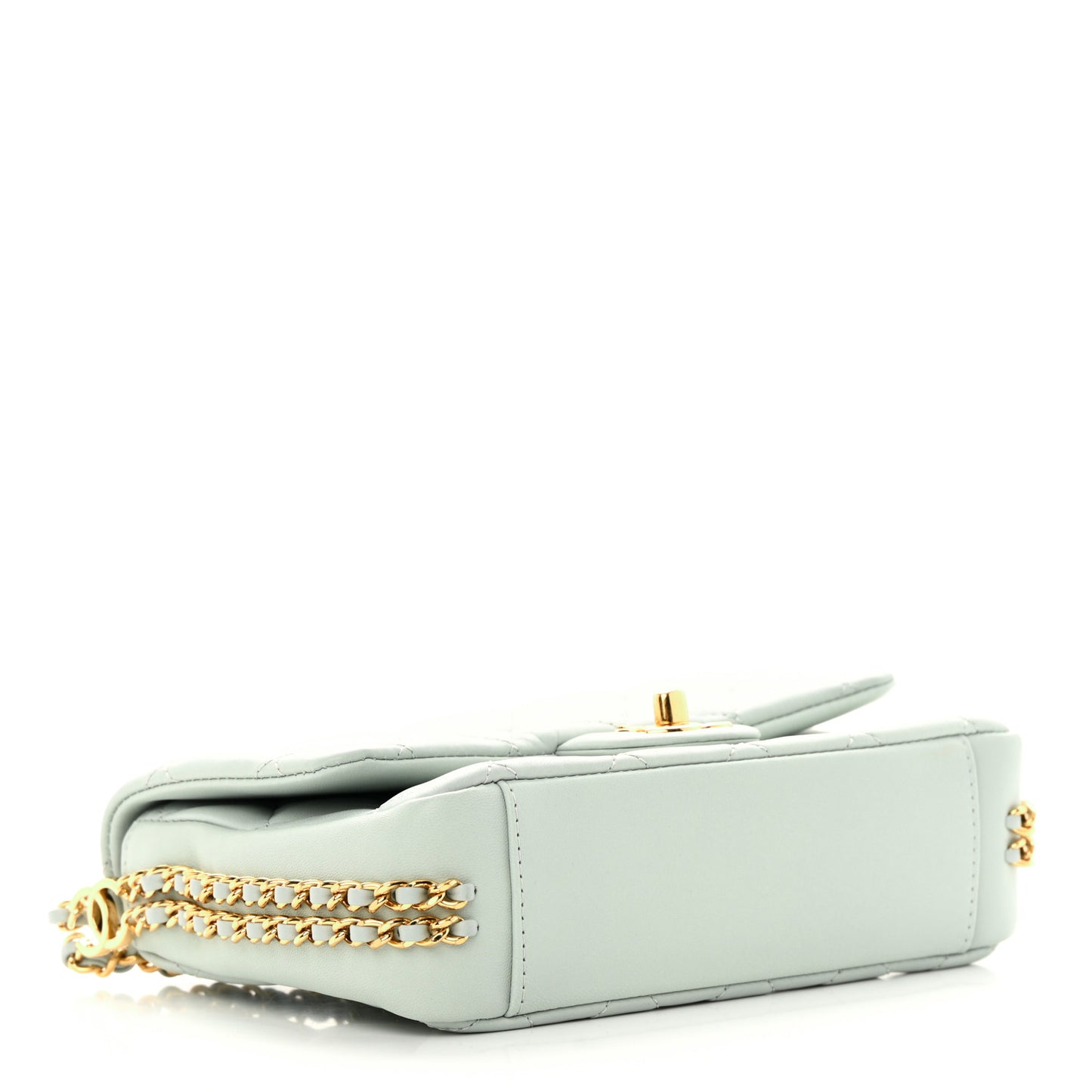 Lambskin Quilted Mini CC You Flap Light Grey