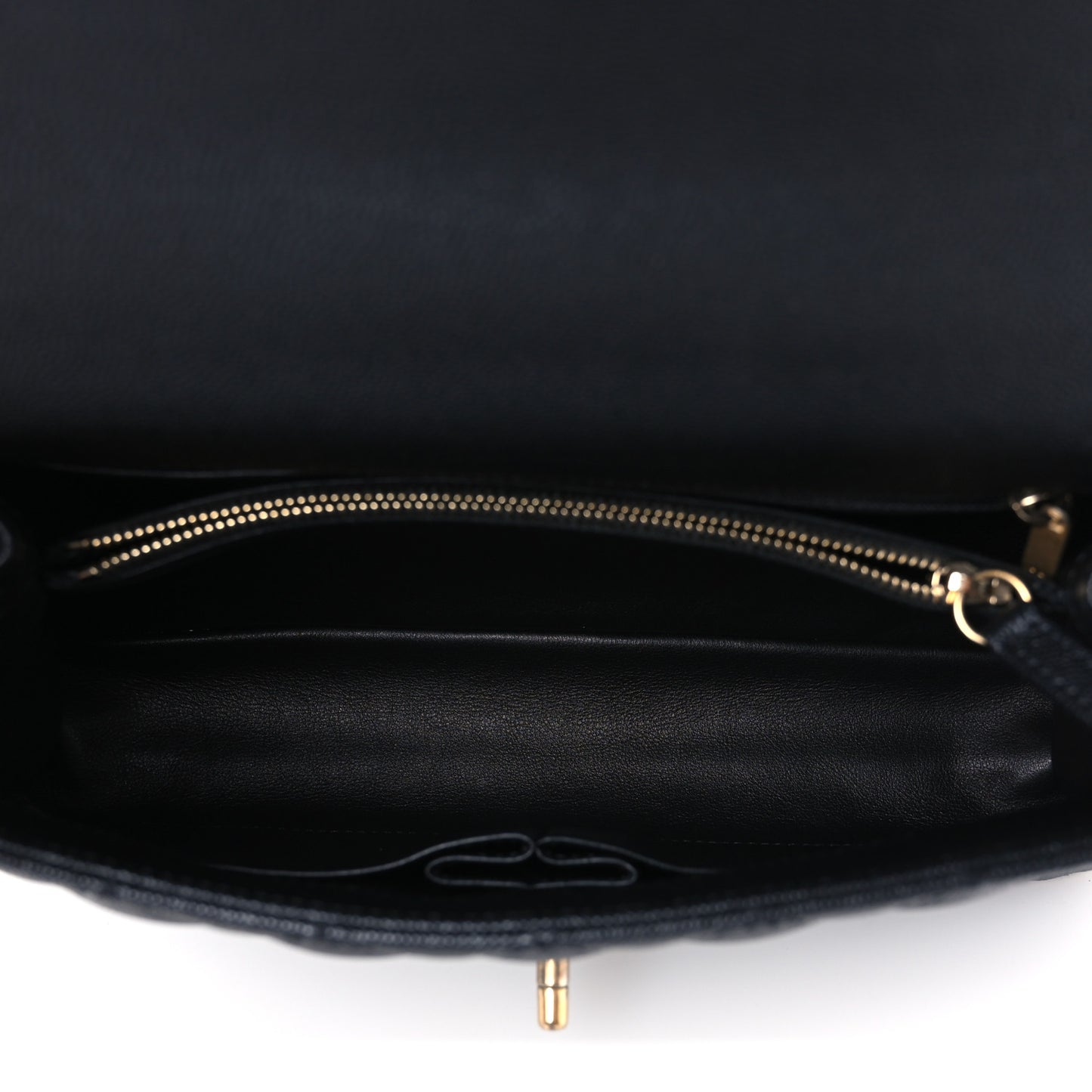 Caviar Lizard Quilted Small Coco Handle Flap Black