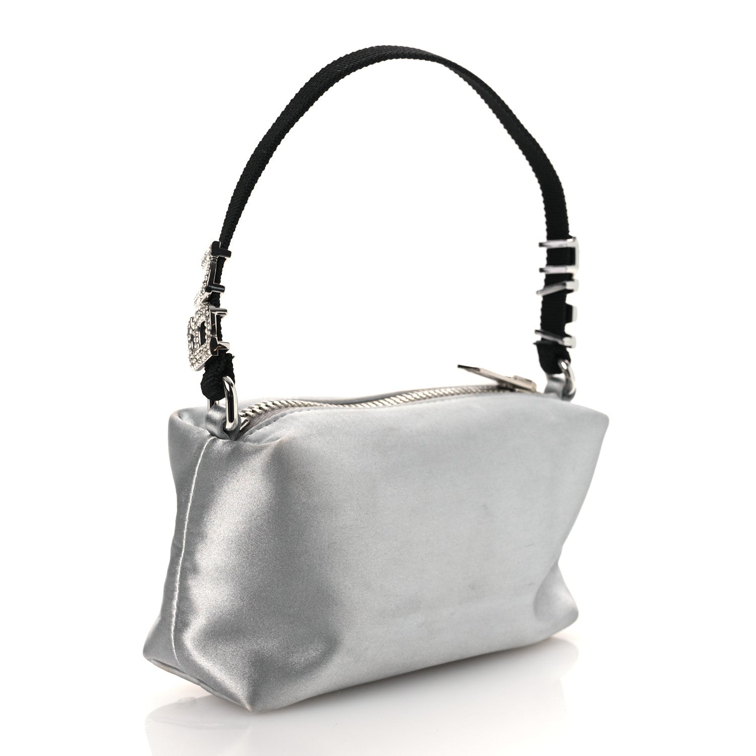 Alexander Wang Satin Crystal Heiress Pouch Silver 1794447