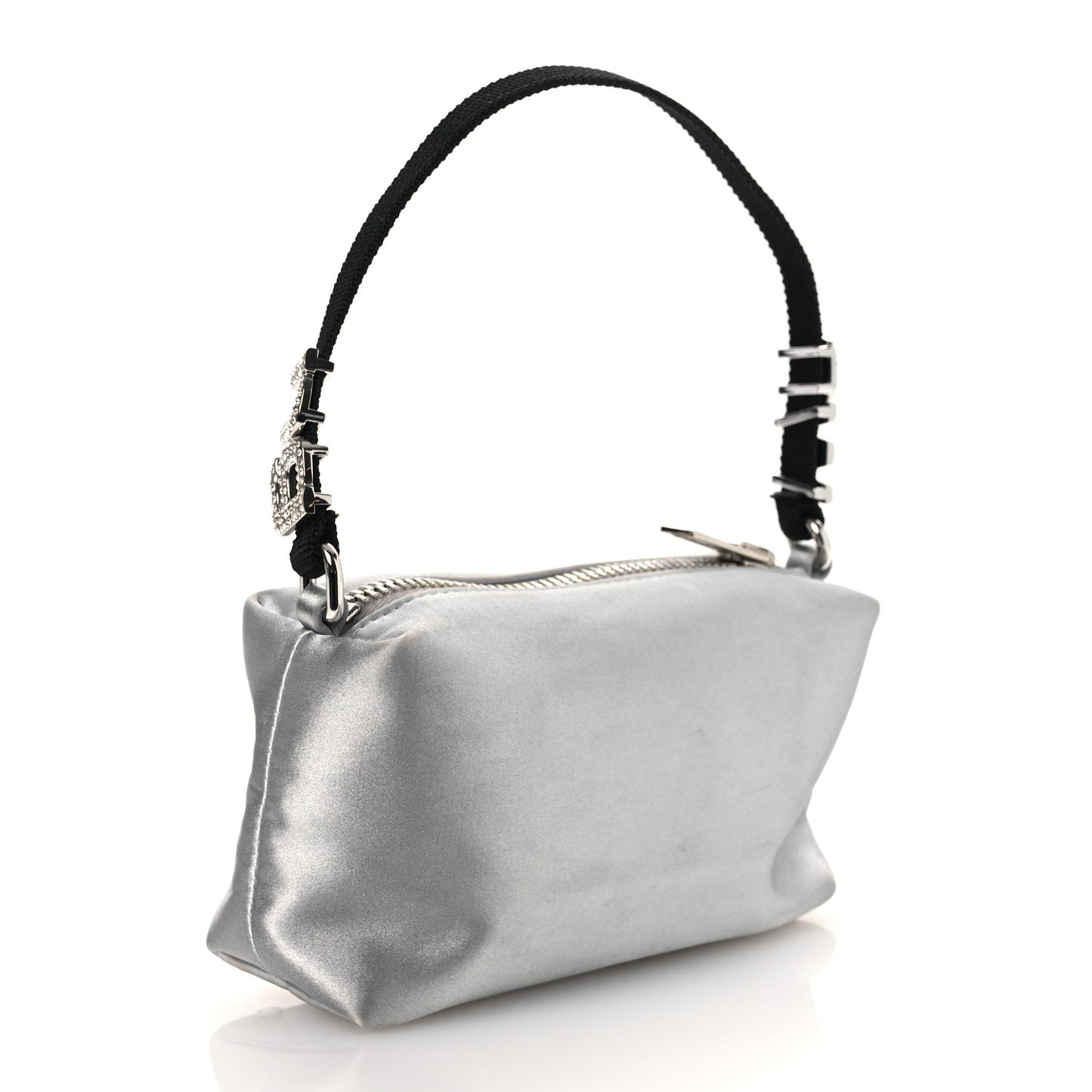 Satin Crystal Heiress Pouch Silver