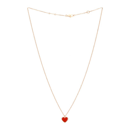 Van Cleef & Arpels 18K Rose Gold Carnelian Sweet Alhambra Heart Pendant Necklace 3 of 6