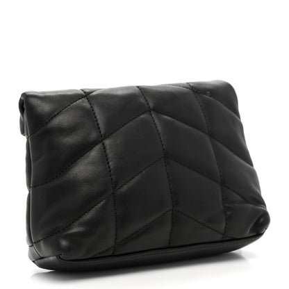 Saint Laurent Lambskin Monogram Loulou Puffer Pouch Clutch Black 3 of 9