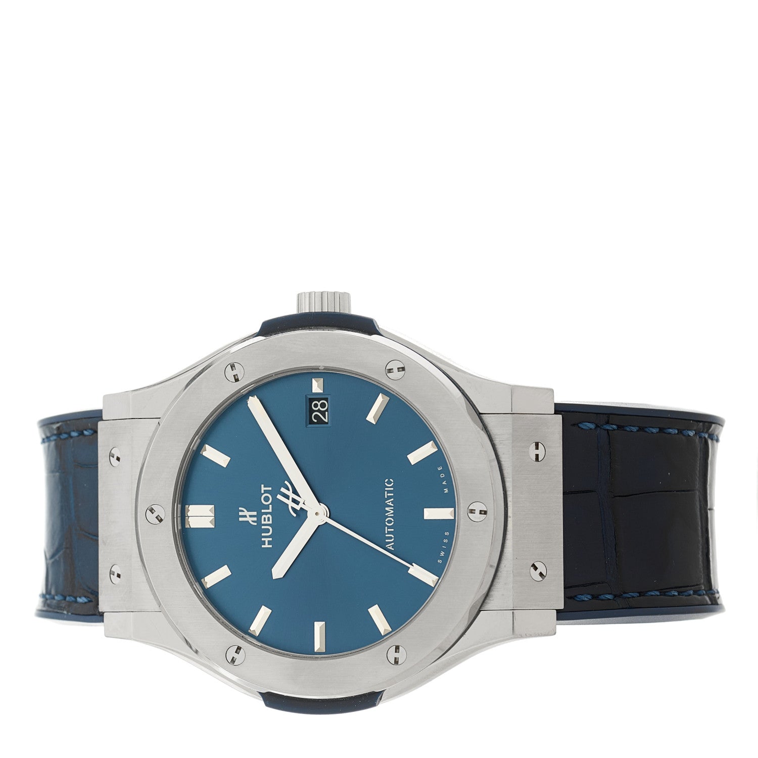 Hublot Titanium Alligator 45mm Classic Fusion Automatic Watch Blue 511.NX.7170.LR 2 of 4