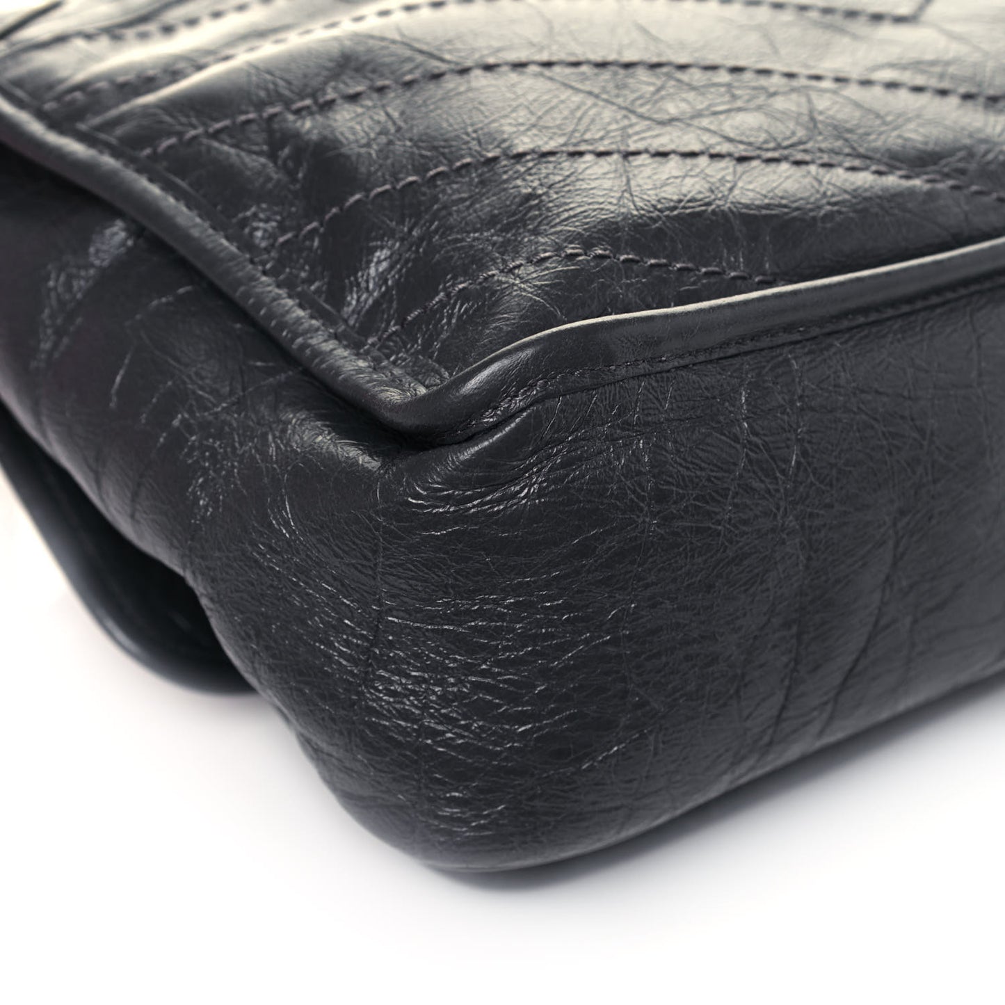 Crinkled Calfskin Matelasse Monogram Medium Niki Chain Satchel Storm