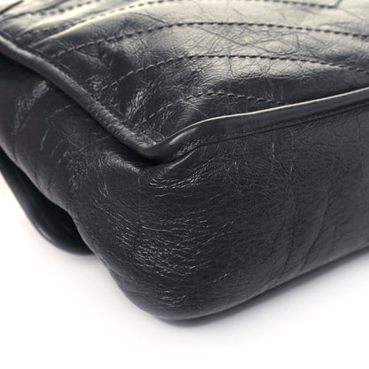 Saint Laurent Crinkled Calfskin Matelasse Monogram Medium Niki Chain Satchel Storm 11 of 12
