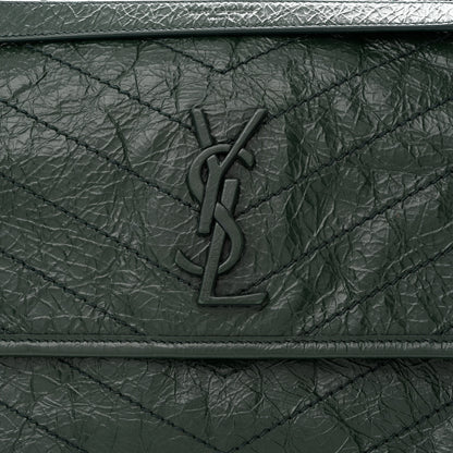 Saint Laurent Crinkled Calfskin Matelasse Monogram Medium Niki Chain Satchel Dark Green 8 of 10