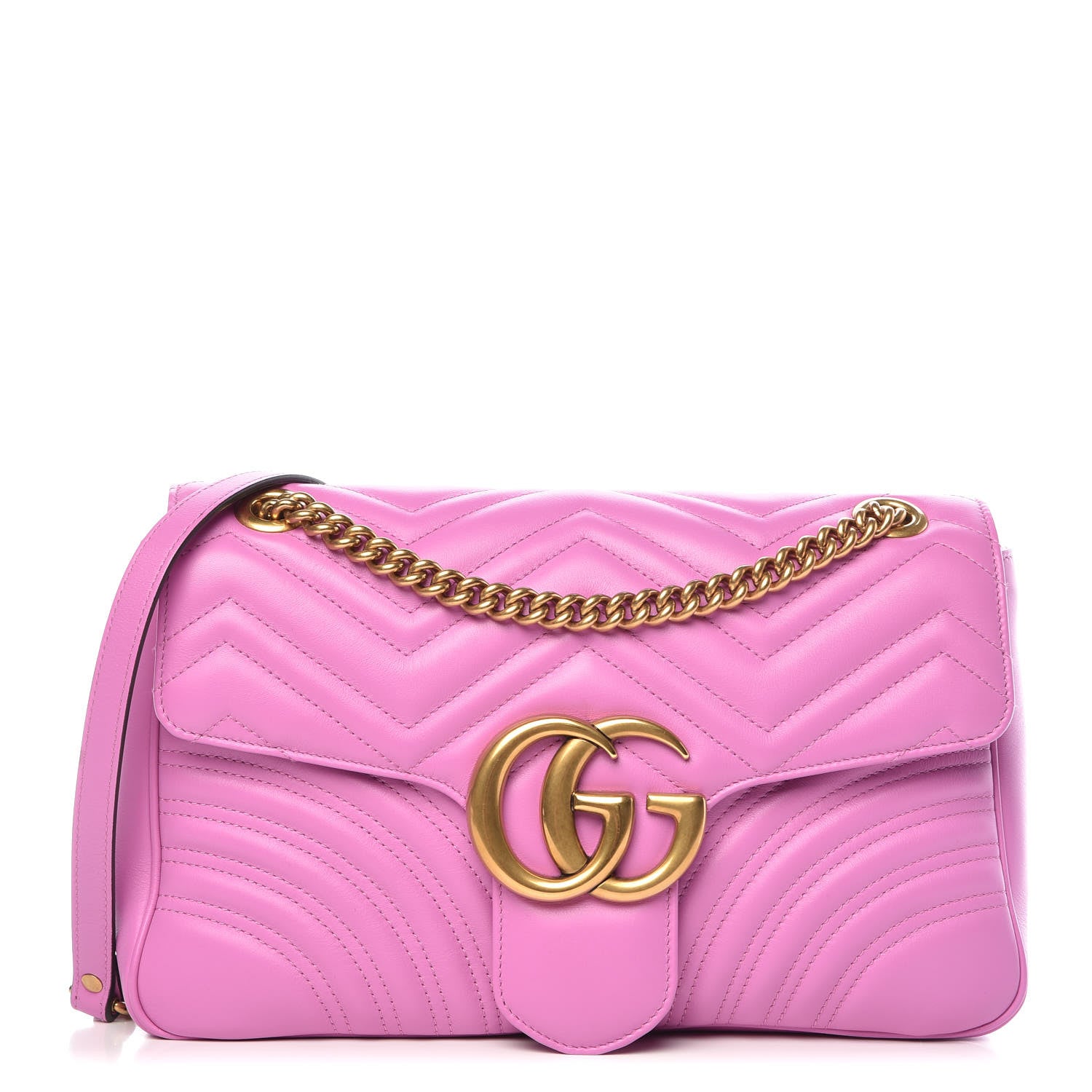 Gucci Calfskin Matelasse Medium GG Marmont Shoulder Bag Candy Mousse 1 of 9