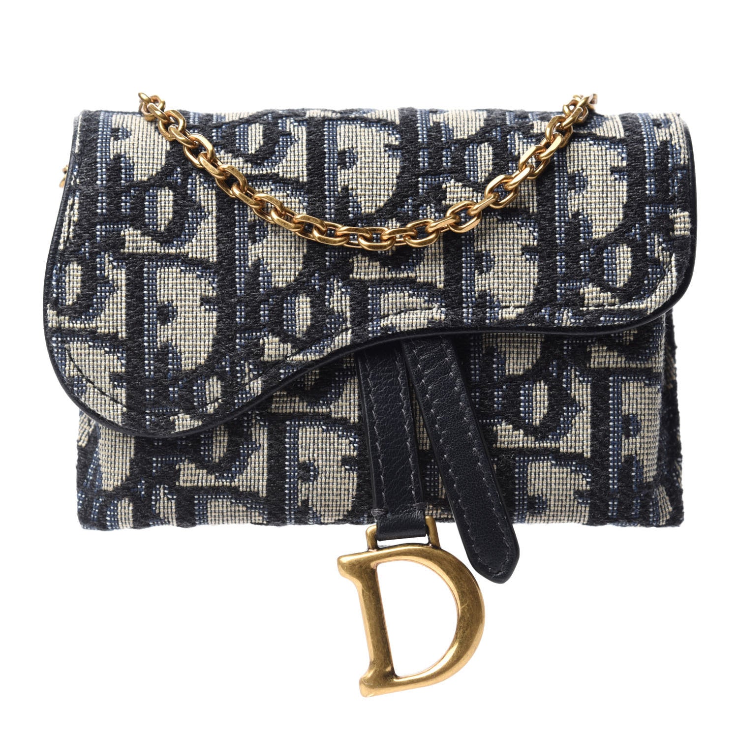 Christian Dior Oblique Nano Saddle Chain Pouch Blue 1 of 11