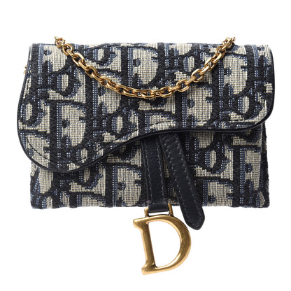 Christian Dior Oblique Nano Saddle Chain Pouch Blue 1 of 11