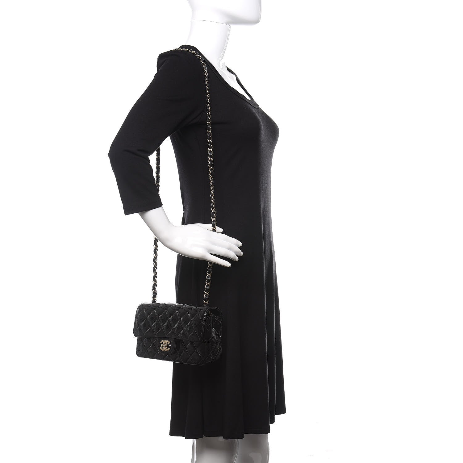 Chanel Patent Calfskin Quilted Mini Rectangular Flap Black 2 of 10