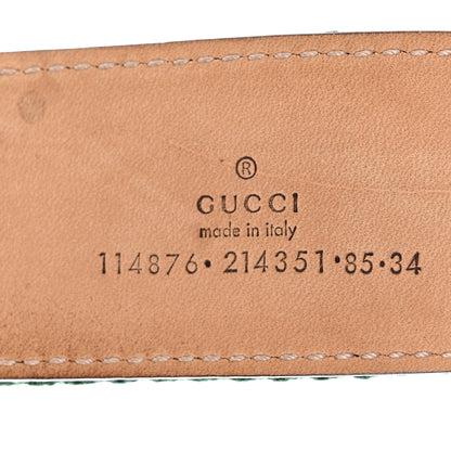 Gucci Calfskin Web Interlocking G Belt 85 34 Green Red 3 of 5