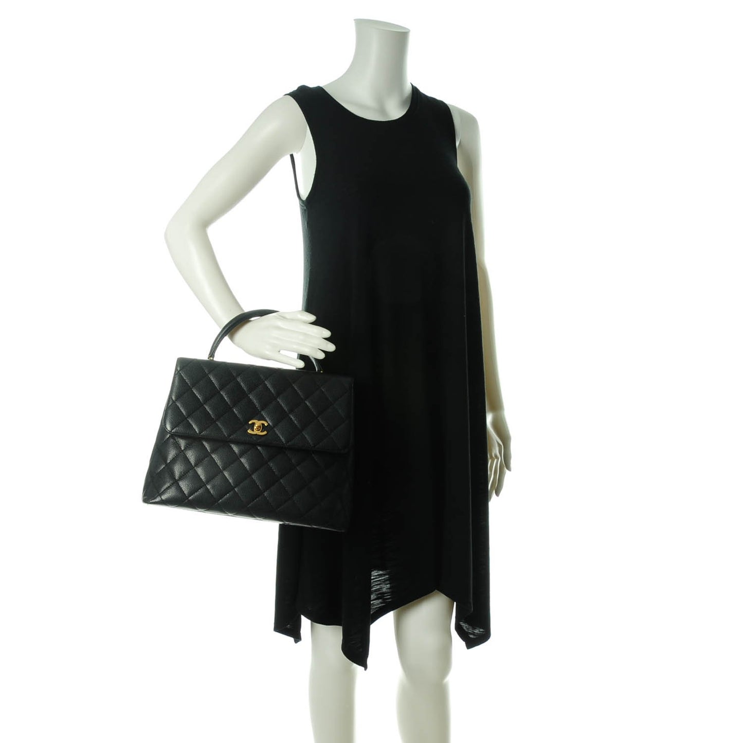 Caviar Quilted Jumbo Kelly Flap Black