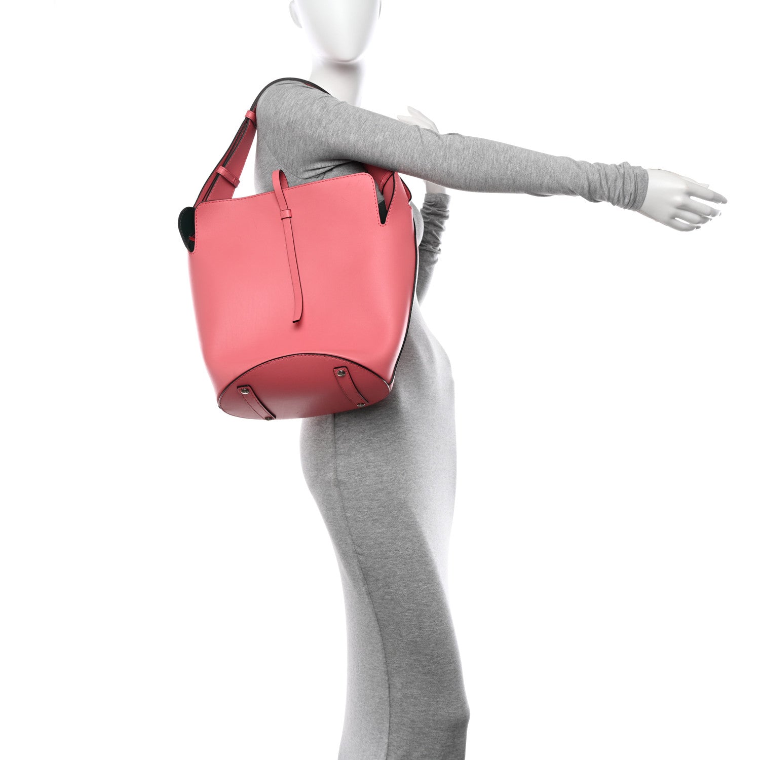 Burberry Supple Calfskin Medium Bucket Coral Pink 3 of 17