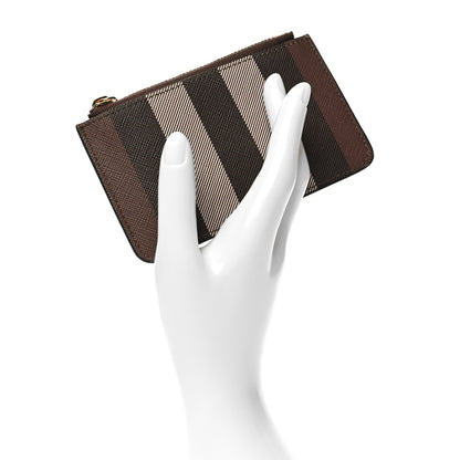 Burberry Kelbrook Exaggerated Check Canvas Card Case Birch Brown 2 of 7