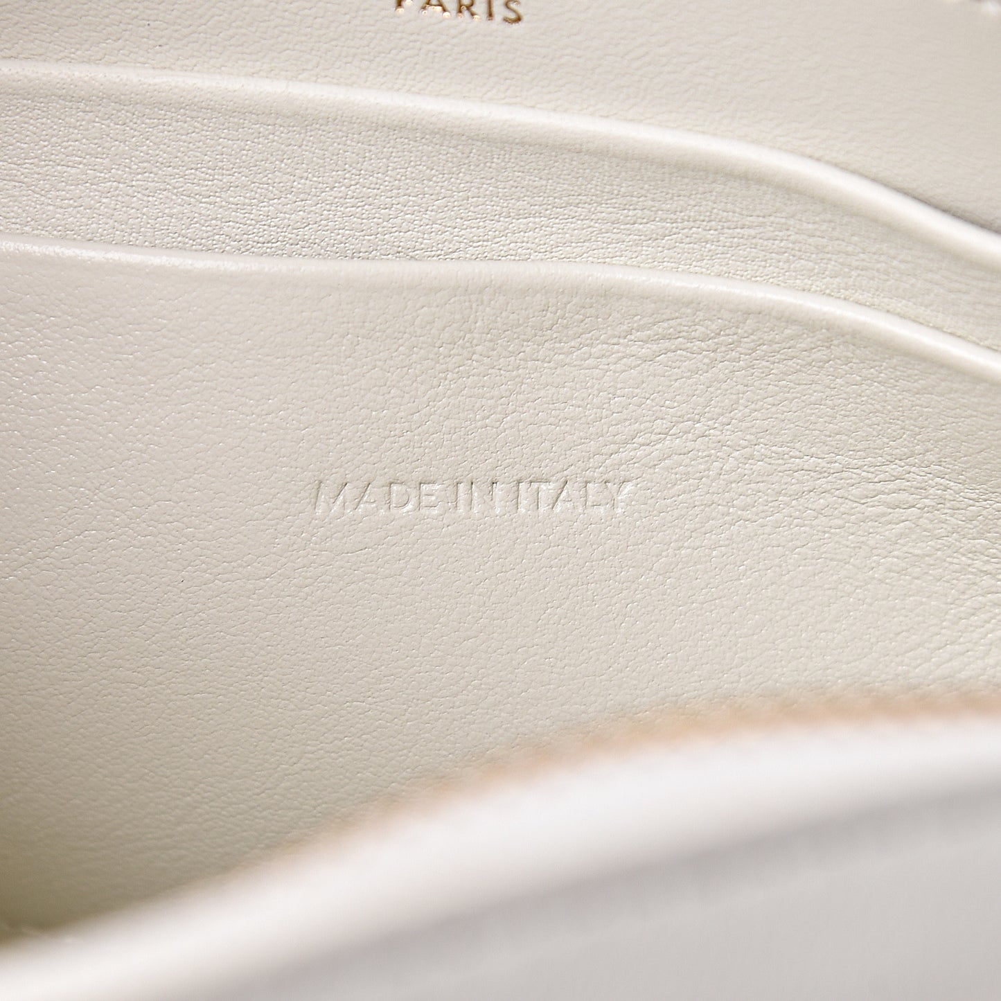 Calfskin Quilted Small C Charm Bag White