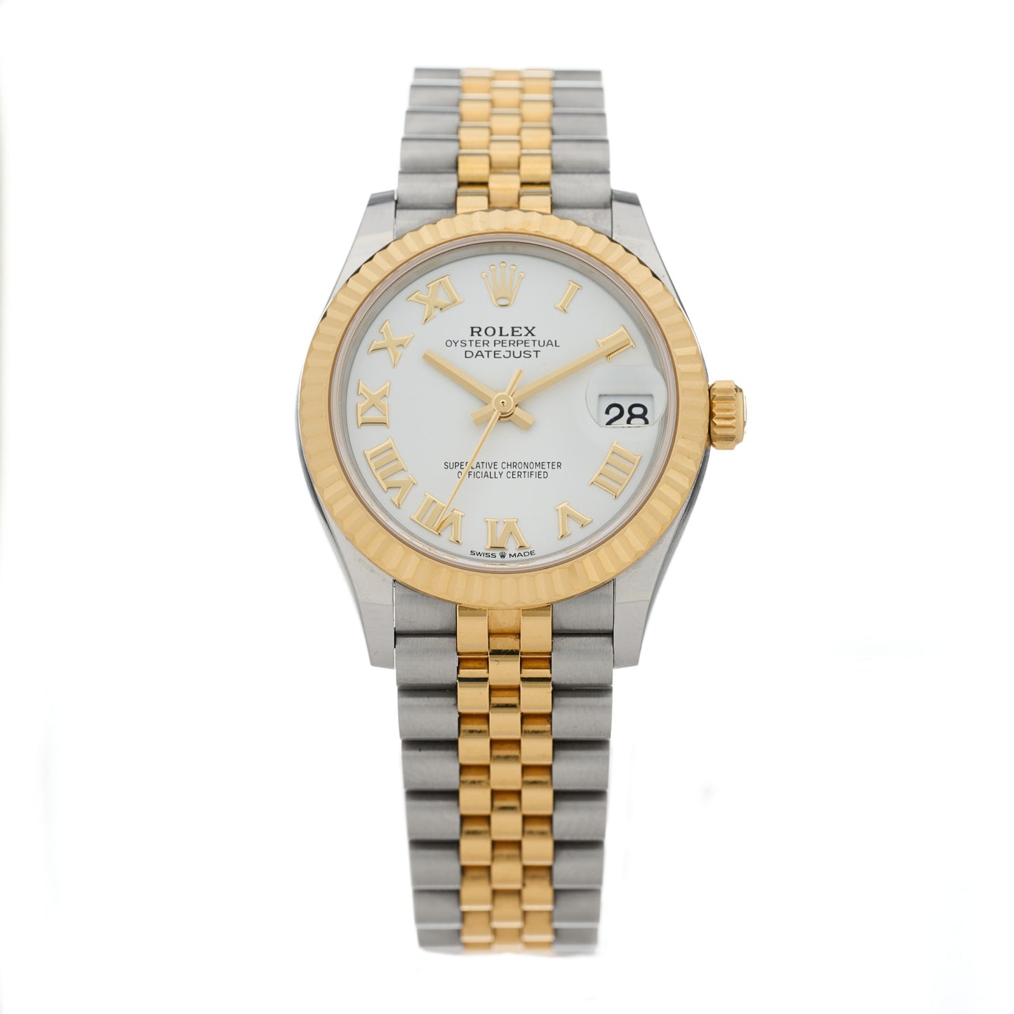 Stainless Steel 18K Yellow Gold 31mm Oyster Perpetual Datejust Watch White Roman 278273