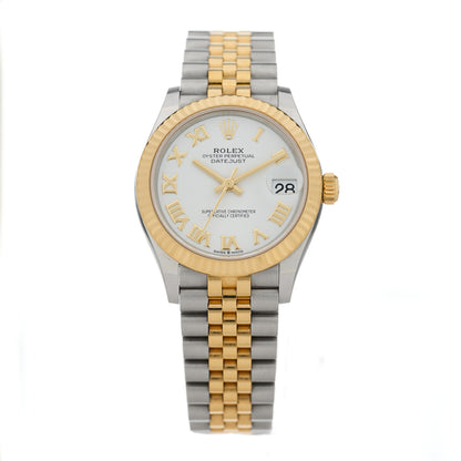 Rolex Stainless Steel 18K Yellow Gold 31mm Oyster Perpetual Datejust Watch White Roman 278273 1 of 4