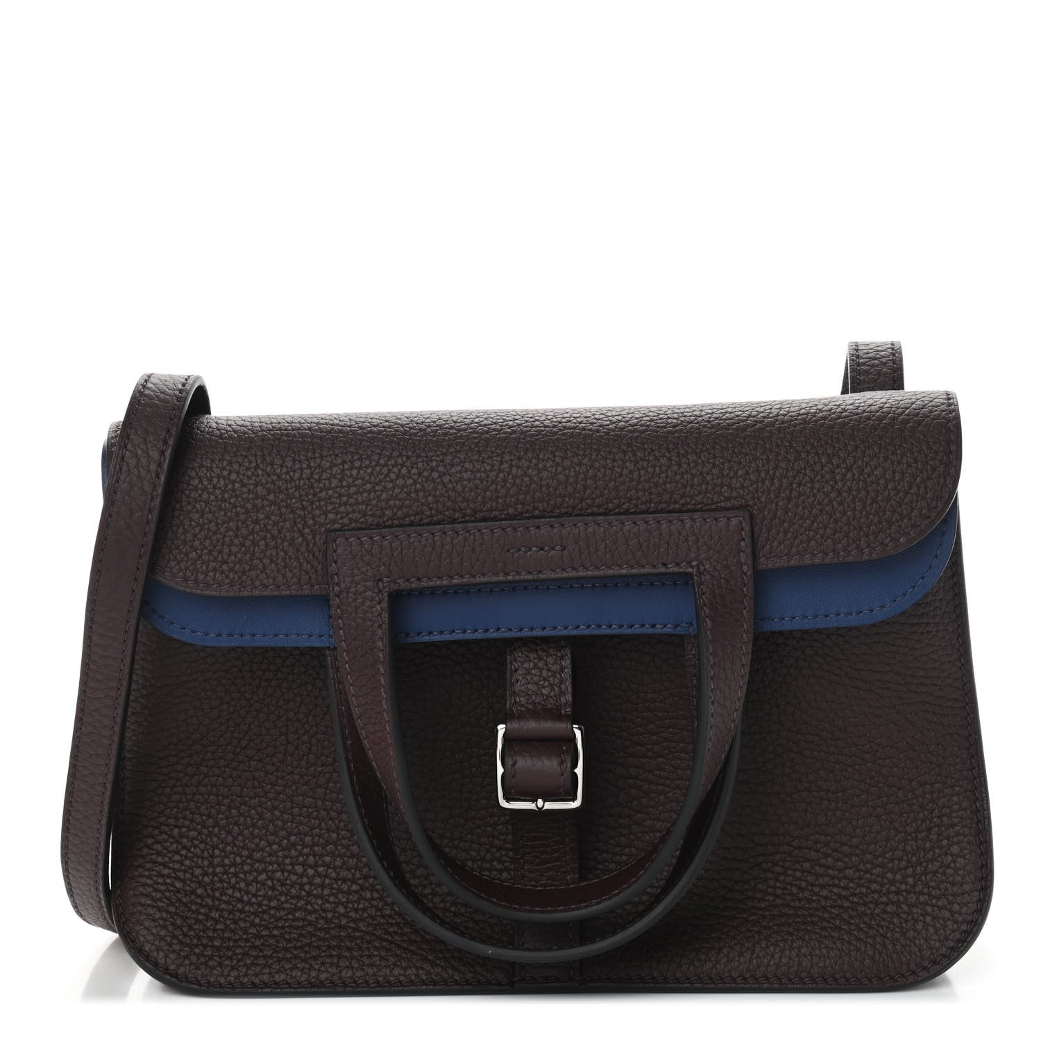 Hermes Taurillon Clemence Verso Halzan 25 Rouge Sellier Bleu Saphir 1 of 8