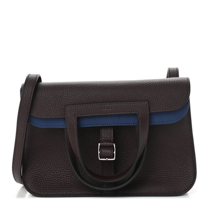 Hermes Taurillon Clemence Verso Halzan 25 Rouge Sellier Bleu Saphir 1 of 8