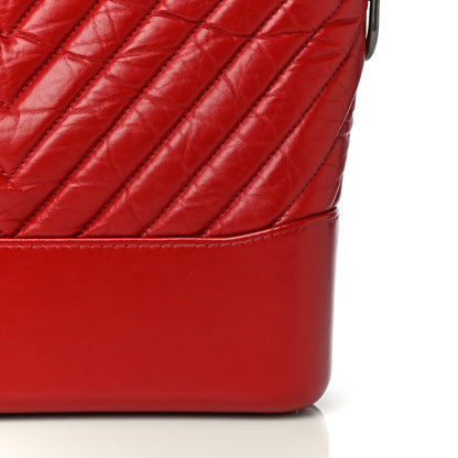 Chanel Aged Calfskin Chevron Quilted Medium Gabrielle Hobo Red 19 of 29
