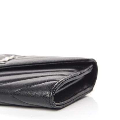 Saint Laurent Lambskin Y Quilted Monogram Large Loulou Flap Wallet Black 7 of 9