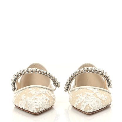 Jimmy Choo Floral Lace Crystal Pearl Baily Flats 36 Ivory 2 of 7