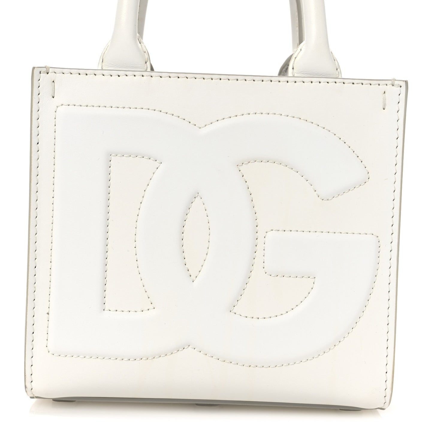 Calfskin Small DG Daily Shopper Tote White
