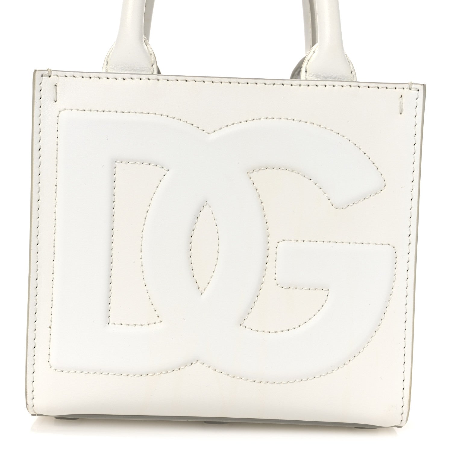 Dolce & Gabbana Calfskin Small DG Daily Shopper Tote White 7 of 10