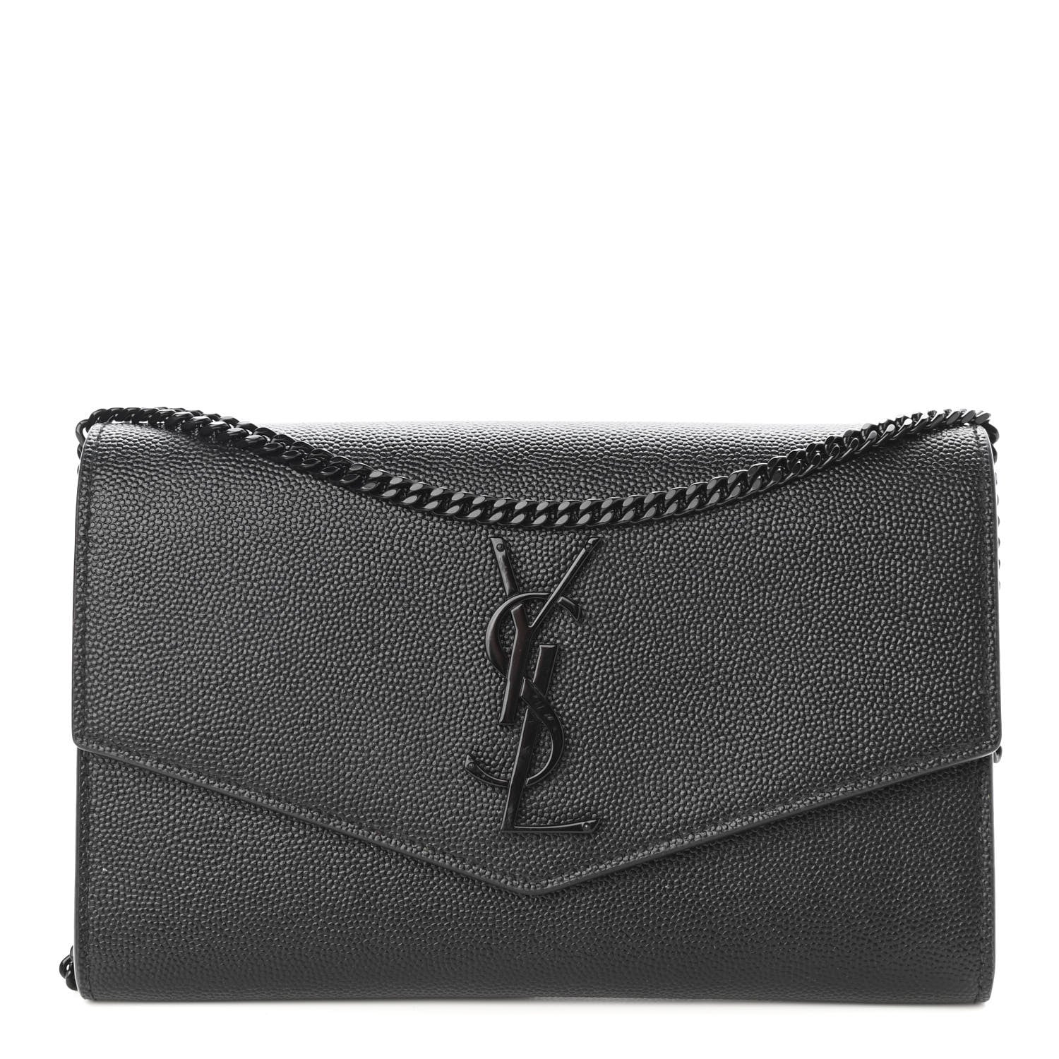 Saint Laurent Grain De Poudre Uptown Chain Wallet Black 1 of 10
