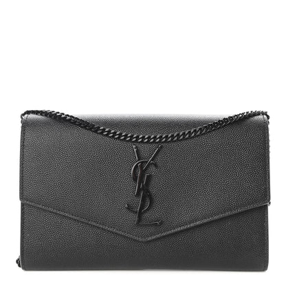 Saint Laurent Grain De Poudre Uptown Chain Wallet Black 1 of 10