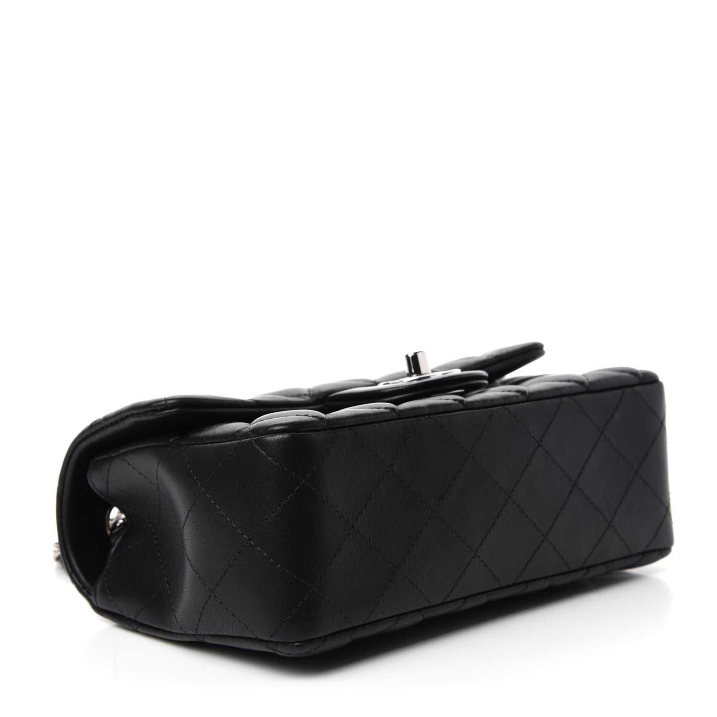 Lambskin Quilted Mini Rectangular Flap Black