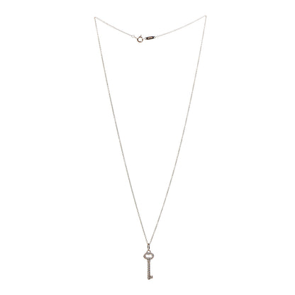 Tiffany 18K Rose Gold Diamond Mini Vintage Oval Key Pendant Necklace 3 of 8