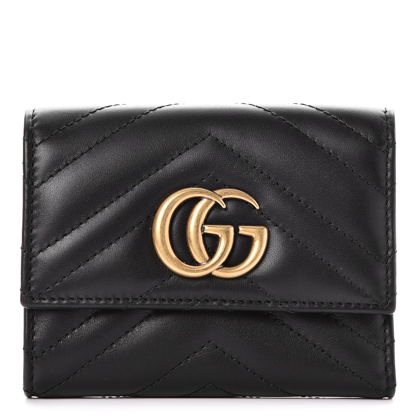 Calfskin Matelasse GG Marmont Wallet Black