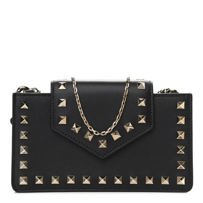Valentino Garavani Calfskin Rockstud Phone Case With Chain Black 1 of 9