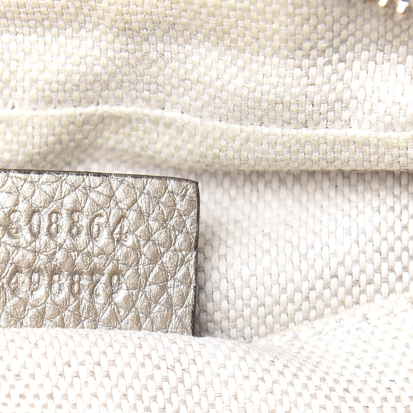 Metallic Pebbled Calfskin Small Soho Disco Bag Golden Beige