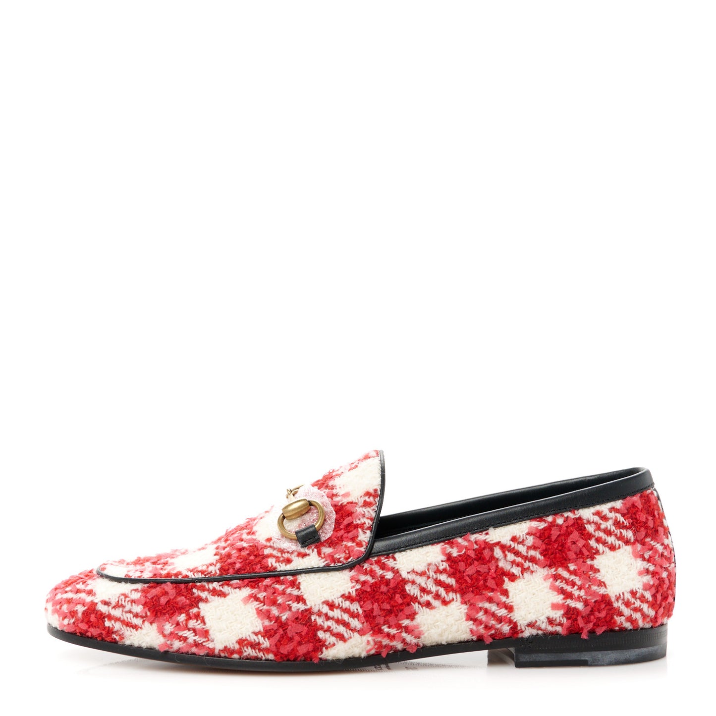 Vintage Tweed Check Horsebit Womens Jordaan Loafers 36 White Red