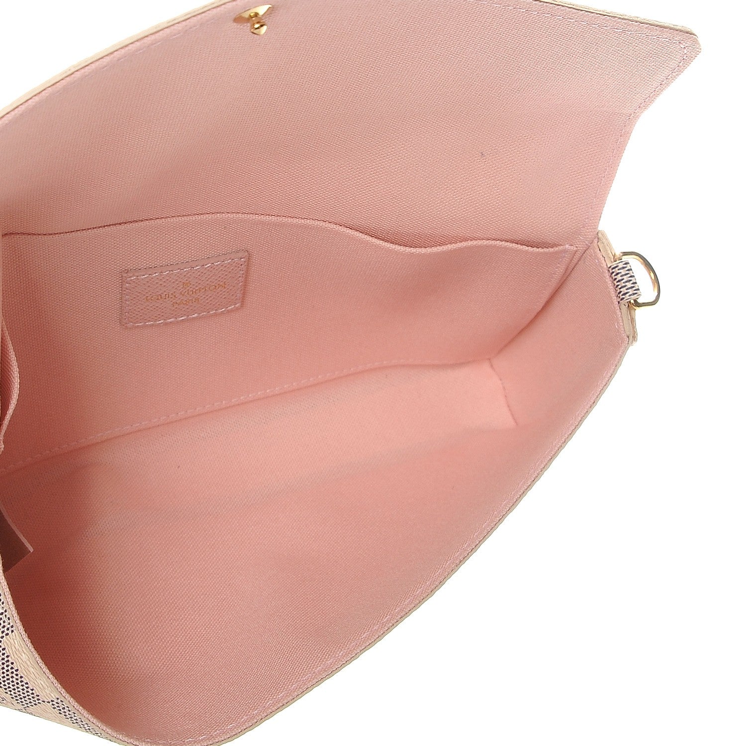 Louis Vuitton Damier Azur Pochette Felicie Chain Wallet Rose Ballerine 5 of 8