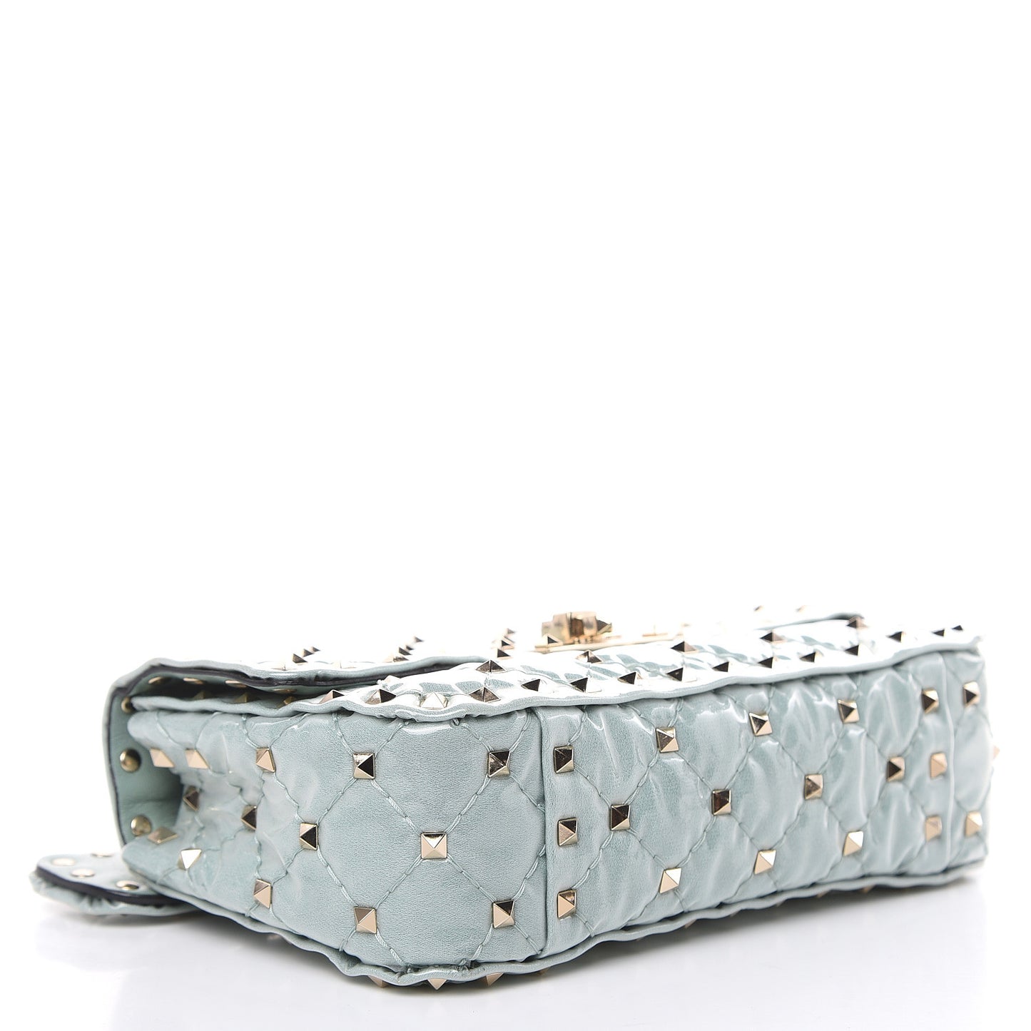 Patent Small Rockstud Spike Shoulder Bag Nube