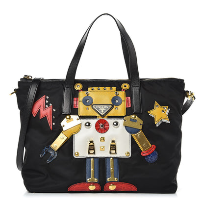 Prada Nylon Tessuto Saffiano Robot Tote Bag Black Mimosa 1 of 8