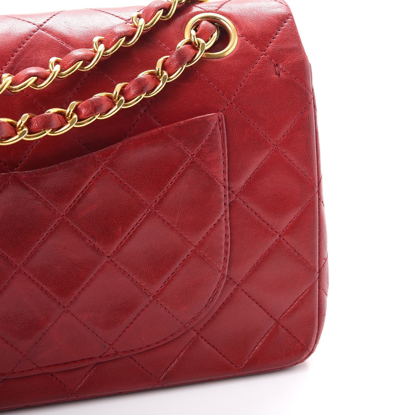 Lambskin Quilted Small Double Flap Red