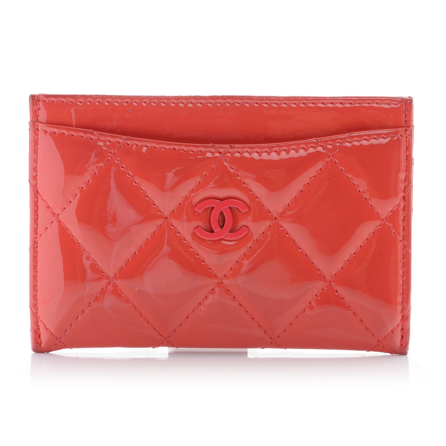Patent Quilted Card Holder Dark Pink