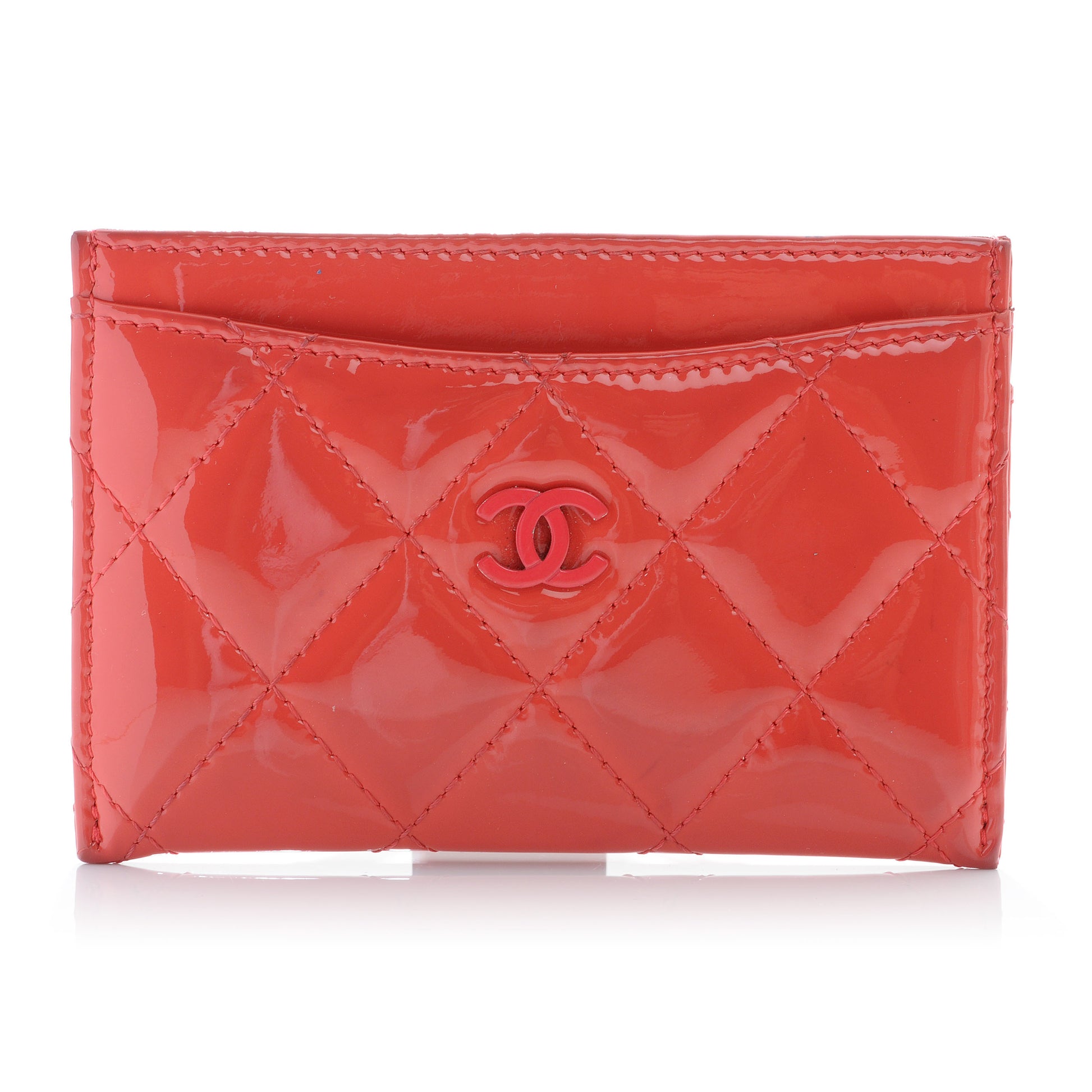 Chanel Patent Quilted Card Holder Dark Pink 1 of 7